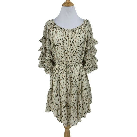 Fate Dress Womens S Small Off Shoulder Ruffle Tiered Mid Sleeves Waist Tie Boho - Picture 1 of 11